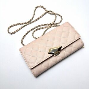 Charles and Keith Coquette Light Pink Quilted Wallet on Chain Crossbody Bag